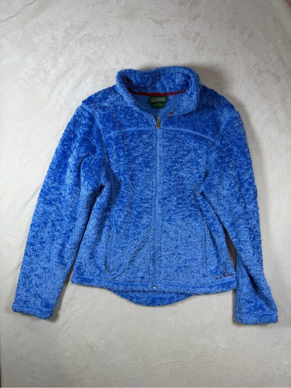 L.L. Bean Women's Medium Reg Blue Teddy Fleece Synchilla Zip-Up Jacket